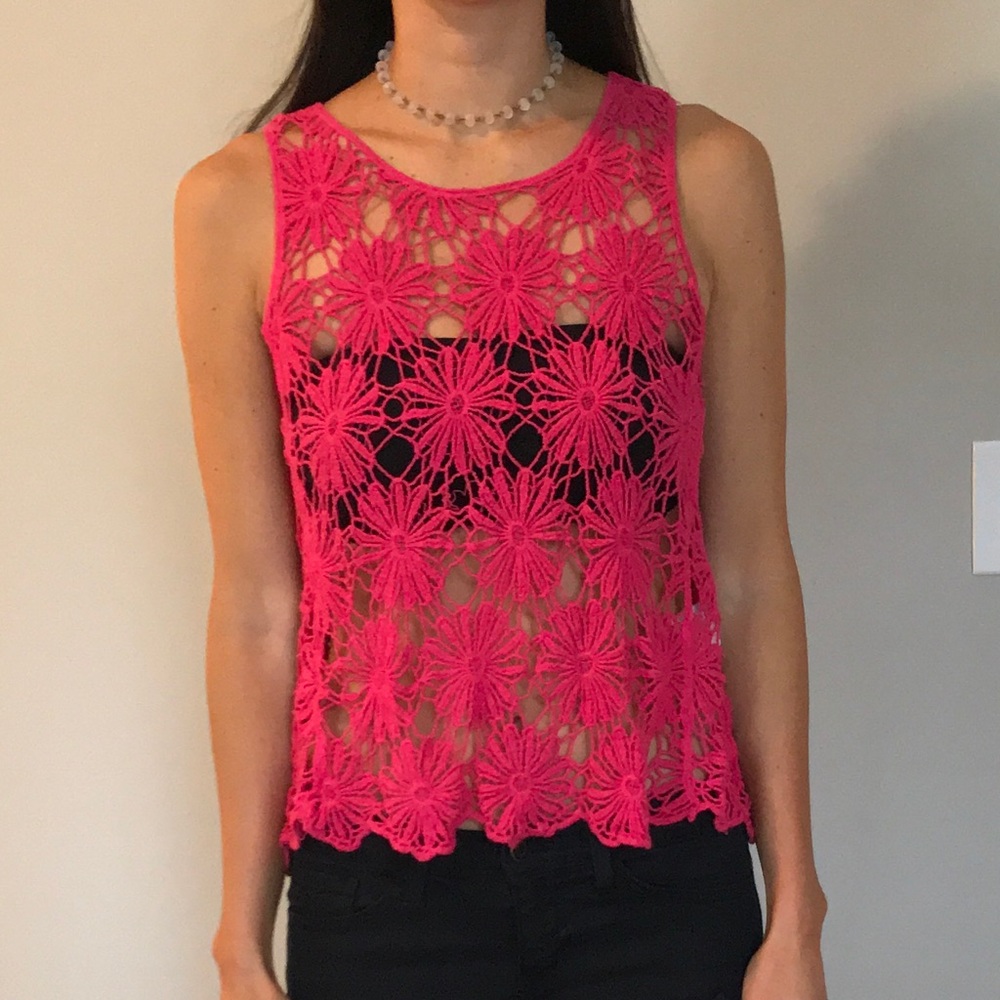 Pink Crochet Tank